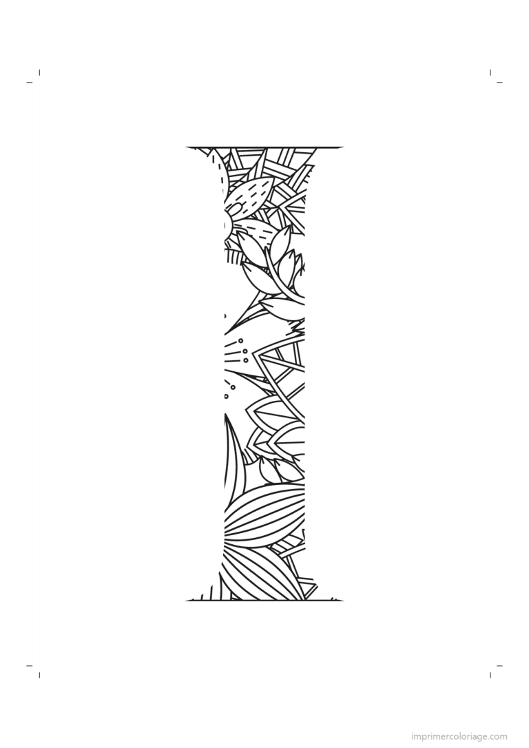 coloriage lettre i zentangle - dessin gratuit &agrave; imprimer