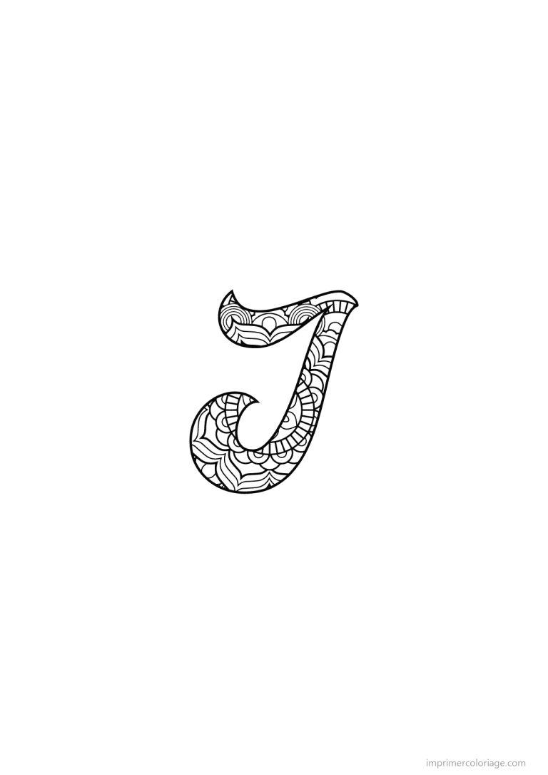 coloriage lettre j calligraphie - dessin gratuit &agrave; imprimer