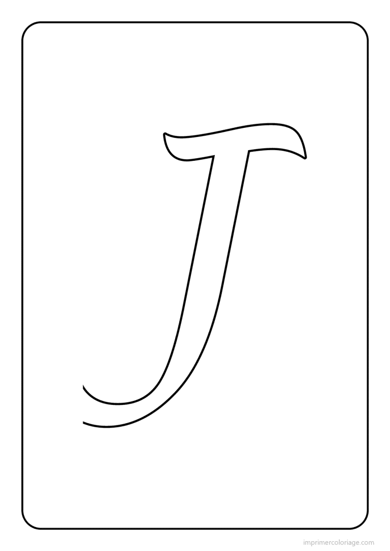 coloriage lettre j majuscule cursive - dessin gratuit &agrave; imprimer