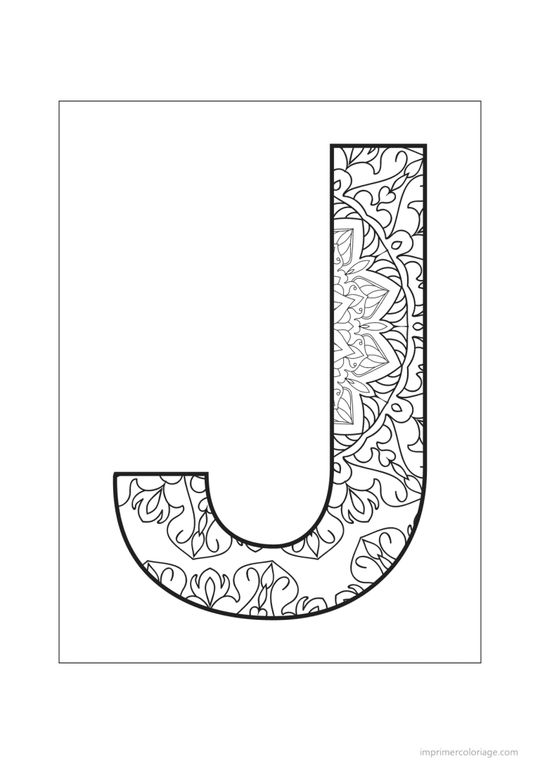 coloriage lettre j mandala - dessin gratuit &agrave; imprimer
