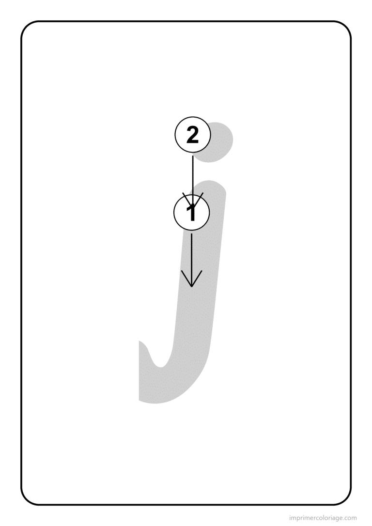 coloriage lettre j minuscule sens du trace - dessin gratuit &agrave; imprimer