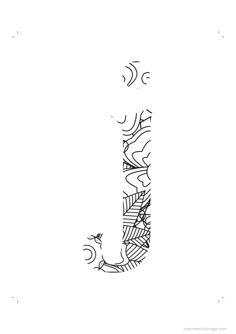 coloriage lettre j minuscule zentangle - dessin gratuit &agrave; imprimer