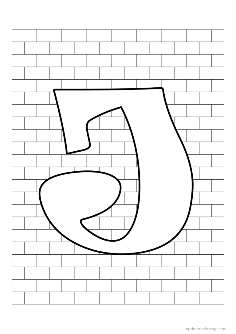 coloriage lettre j mur de briques - dessin gratuit &agrave; imprimer