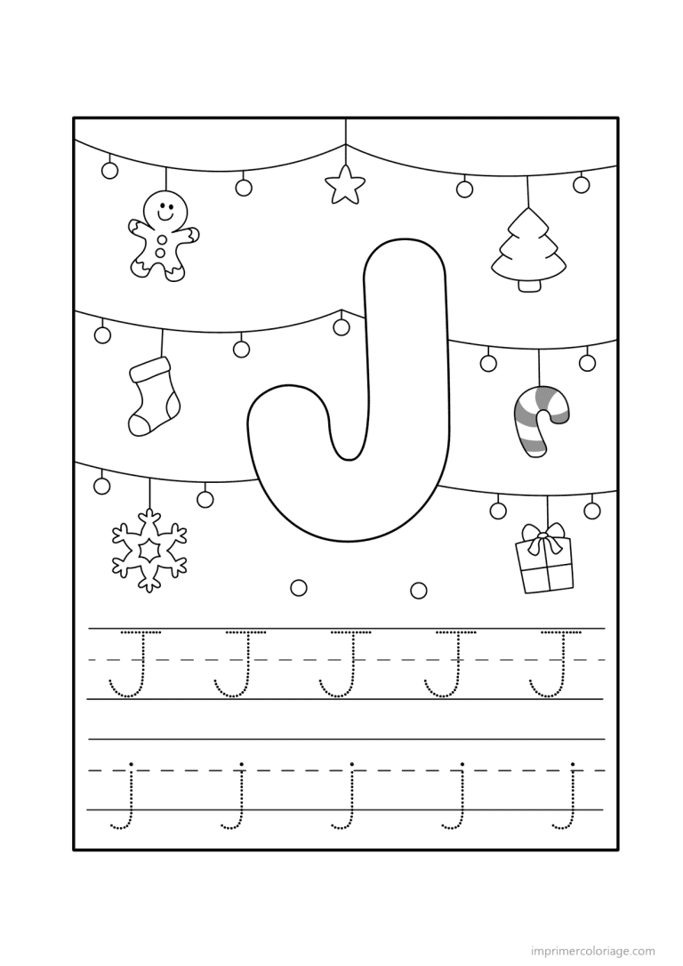 coloriage lettre j noel - dessin gratuit &agrave; imprimer