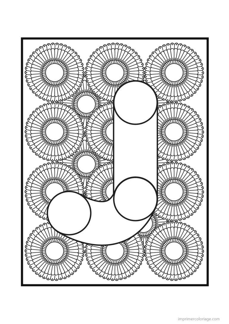 coloriage lettre j rosaces - dessin gratuit &agrave; imprimer