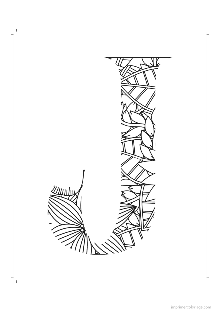 coloriage lettre j zentangle - dessin gratuit &agrave; imprimer