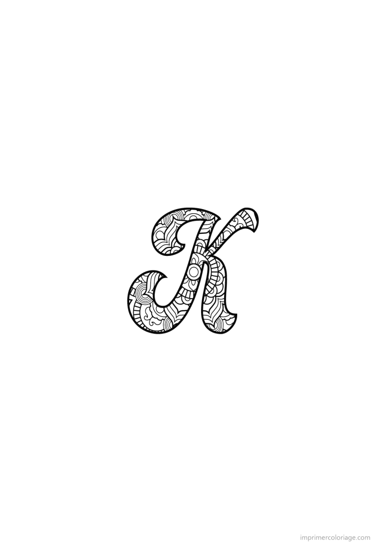 coloriage lettre k calligraphie - dessin gratuit &agrave; imprimer