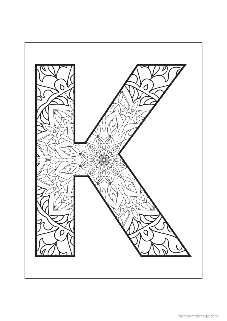 coloriage lettre k mandala - dessin gratuit &agrave; imprimer