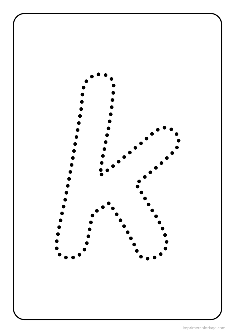 coloriage lettre k minuscule pointilles - dessin gratuit &agrave; imprimer