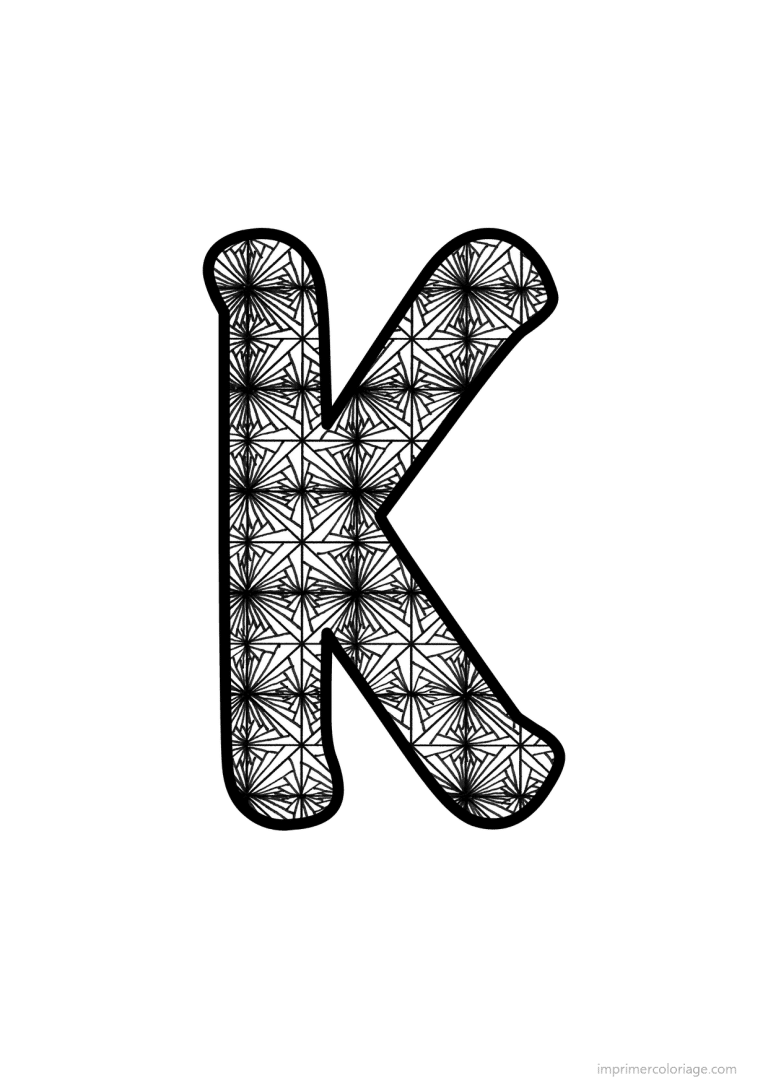 coloriage lettre k motif fleuri - dessin gratuit &agrave; imprimer