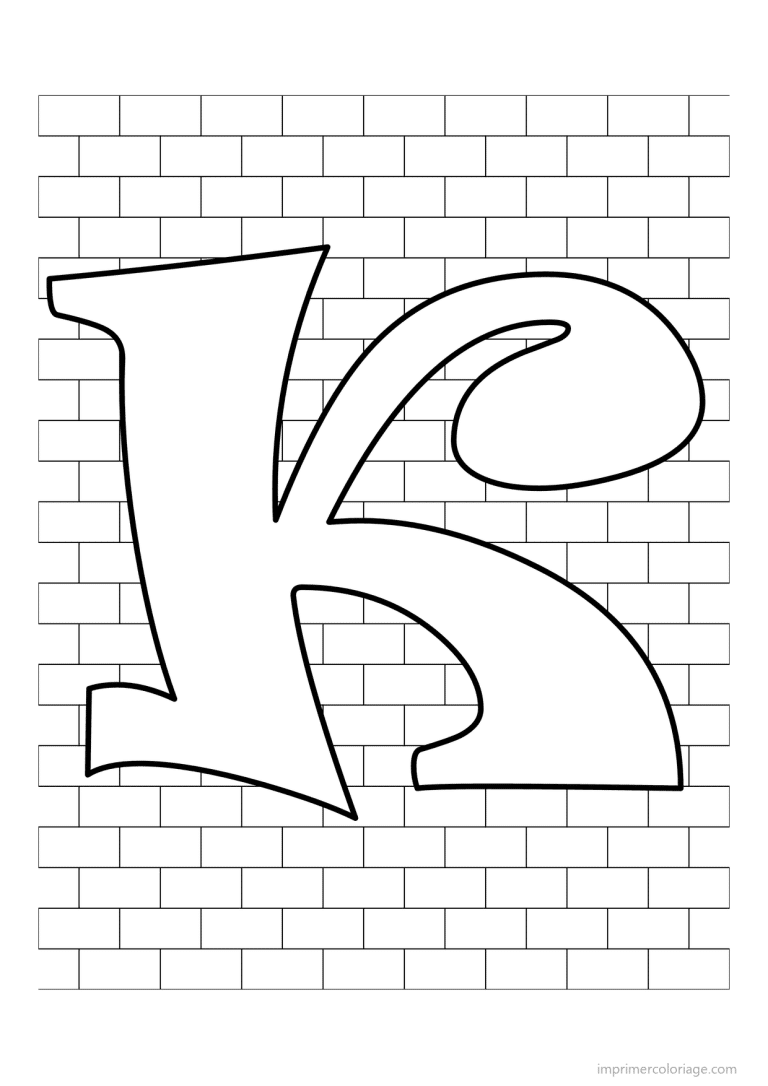 coloriage lettre k mur de briques - dessin gratuit &agrave; imprimer