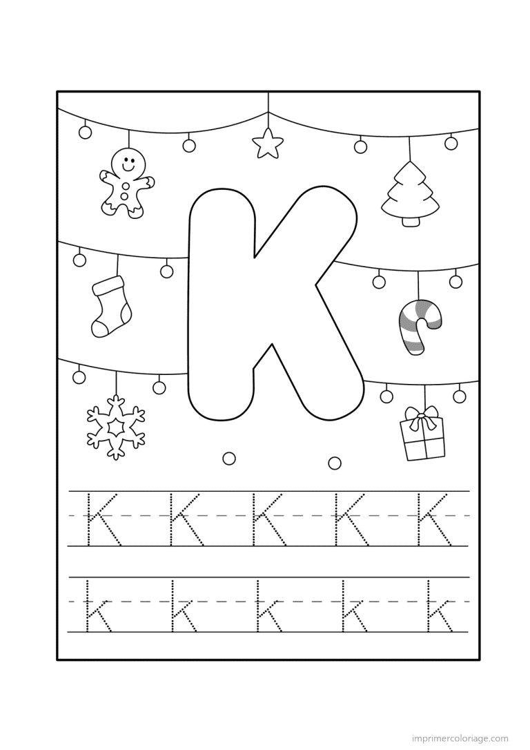 coloriage lettre k noel - dessin gratuit &agrave; imprimer