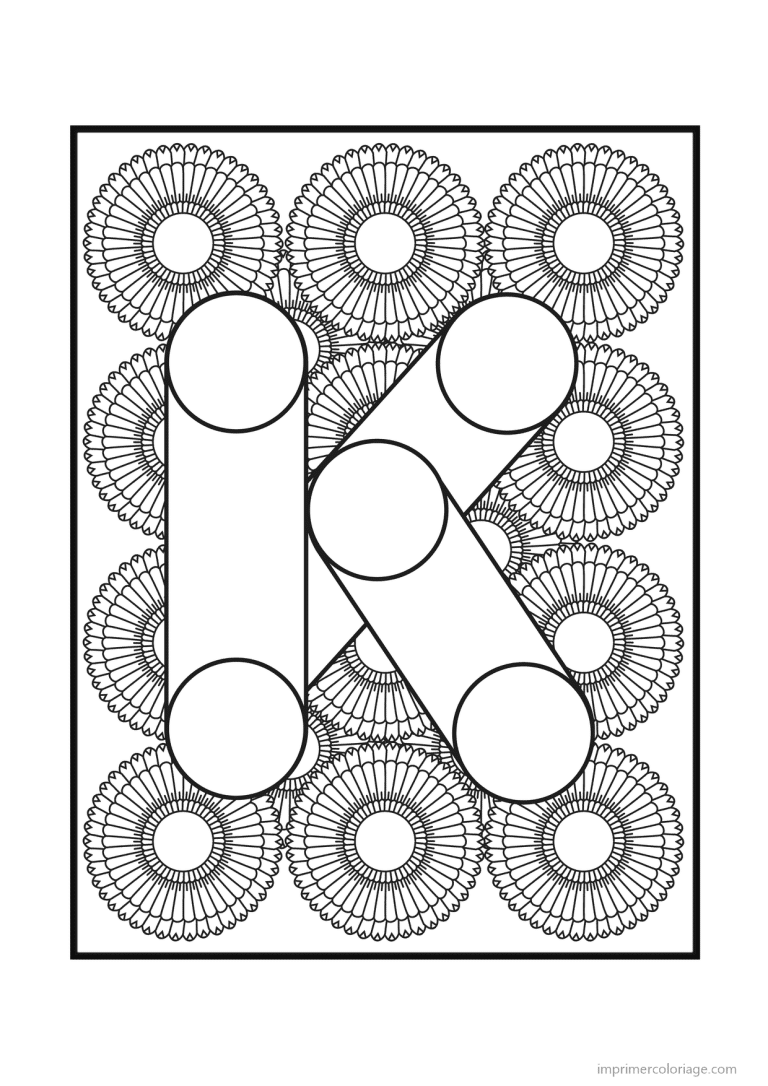coloriage lettre k rosaces - dessin gratuit &agrave; imprimer