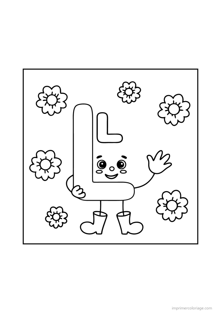 coloriage lettre l bonhomme etoiles - dessin gratuit &agrave; imprimer