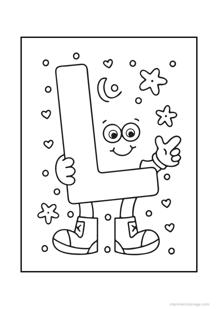 coloriage lettre l bonhomme souriant - dessin gratuit &agrave; imprimer