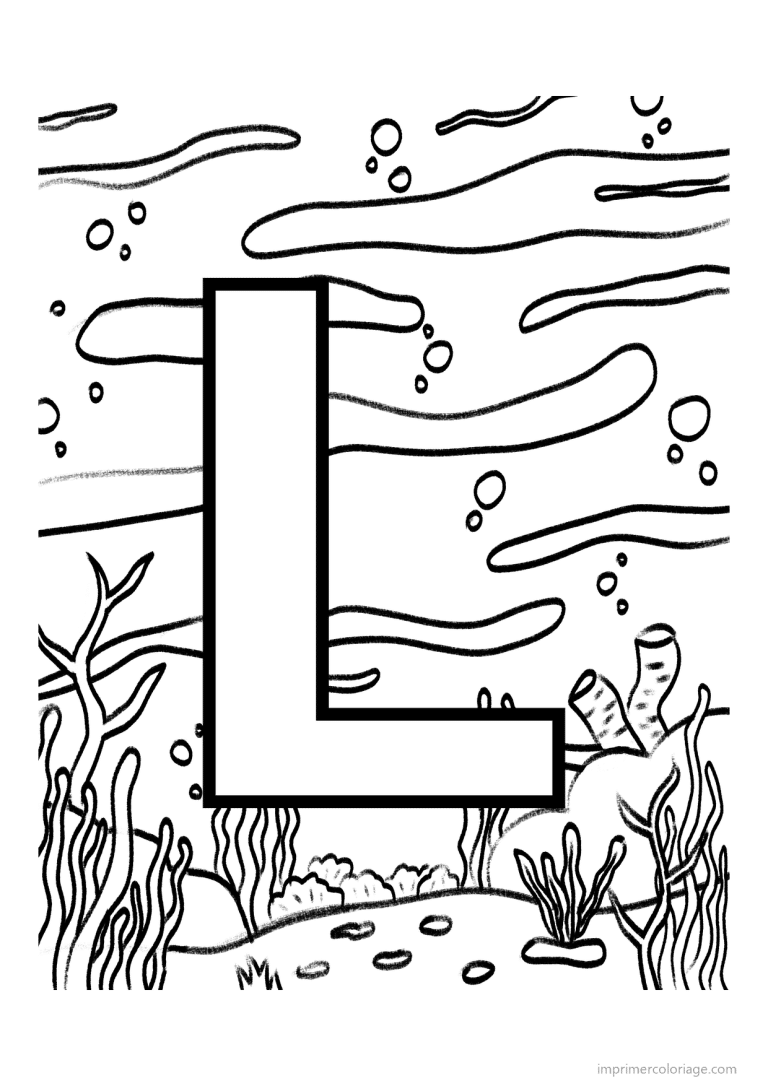 coloriage lettre l fond marin - dessin gratuit &agrave; imprimer
