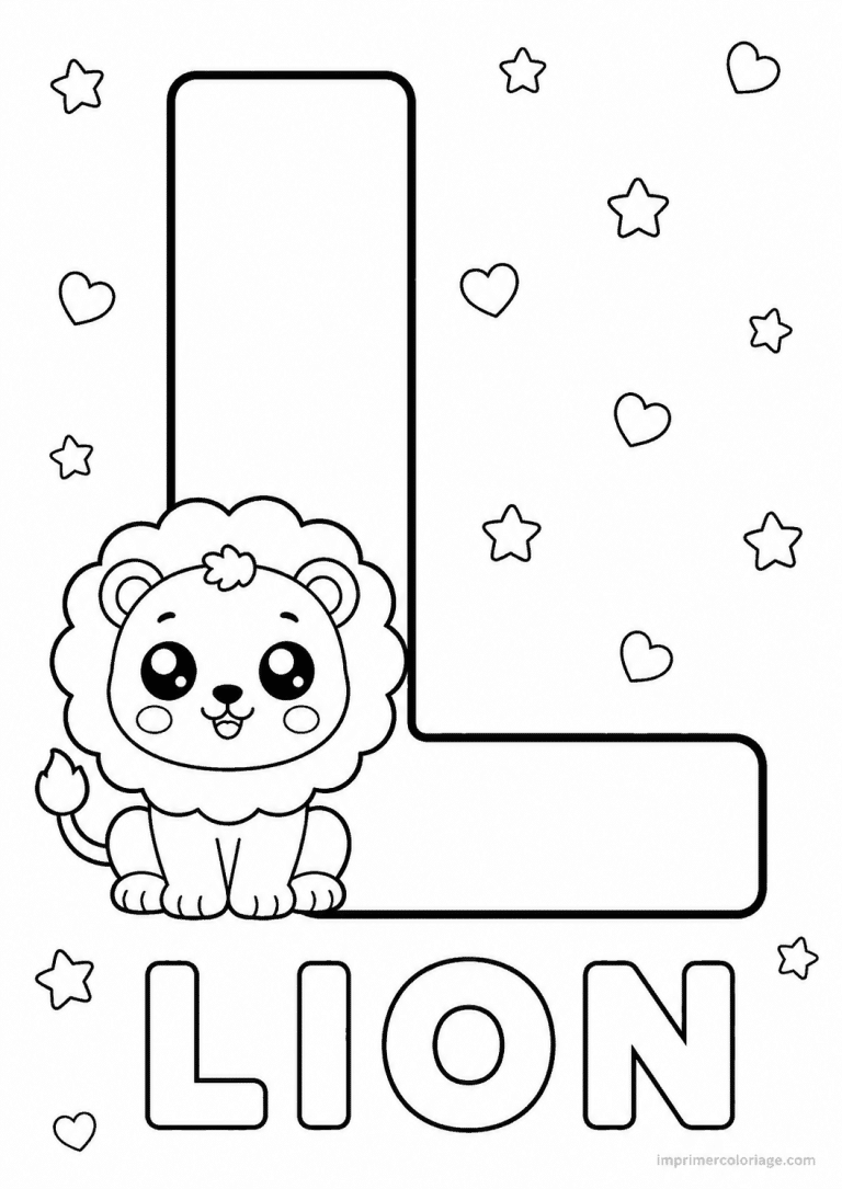 coloriage lettre l lion - dessin gratuit &agrave; imprimer