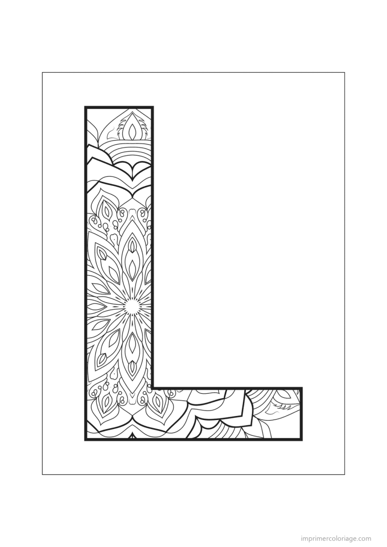 coloriage lettre l mandala fleuri - dessin gratuit &agrave; imprimer