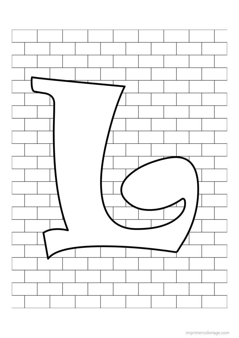 coloriage lettre l mur de briques - dessin gratuit &agrave; imprimer