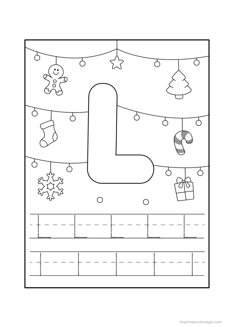 coloriage lettre l noel - dessin gratuit &agrave; imprimer