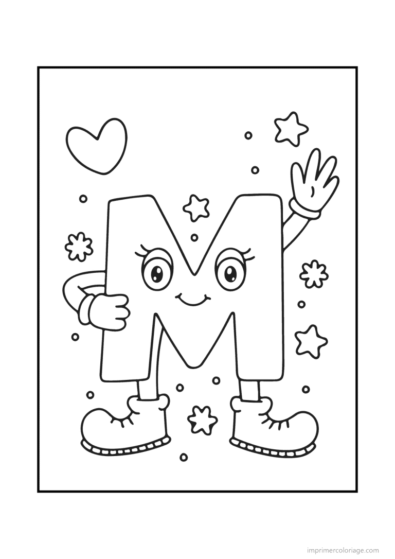 coloriage lettre m bonhomme souriant - dessin gratuit &agrave; imprimer