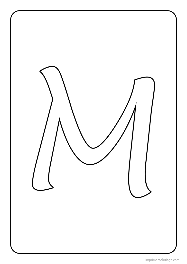 coloriage lettre m majuscule cursive - dessin gratuit &agrave; imprimer