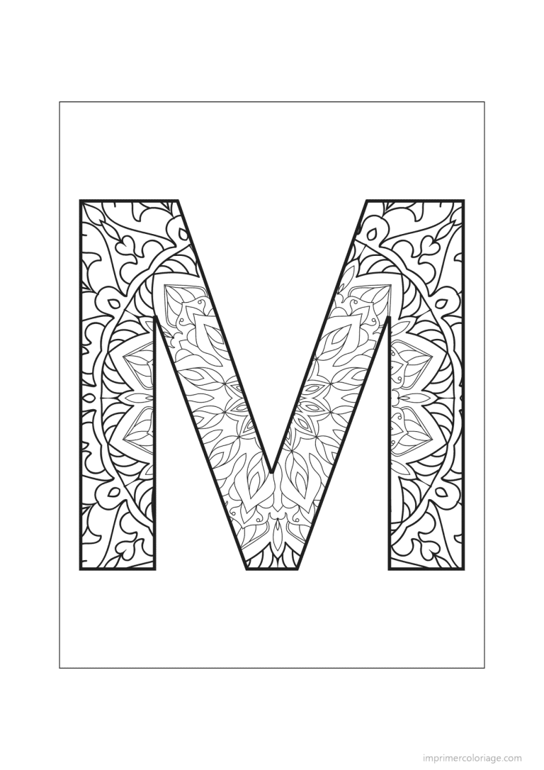 coloriage lettre m mandala - dessin gratuit &agrave; imprimer
