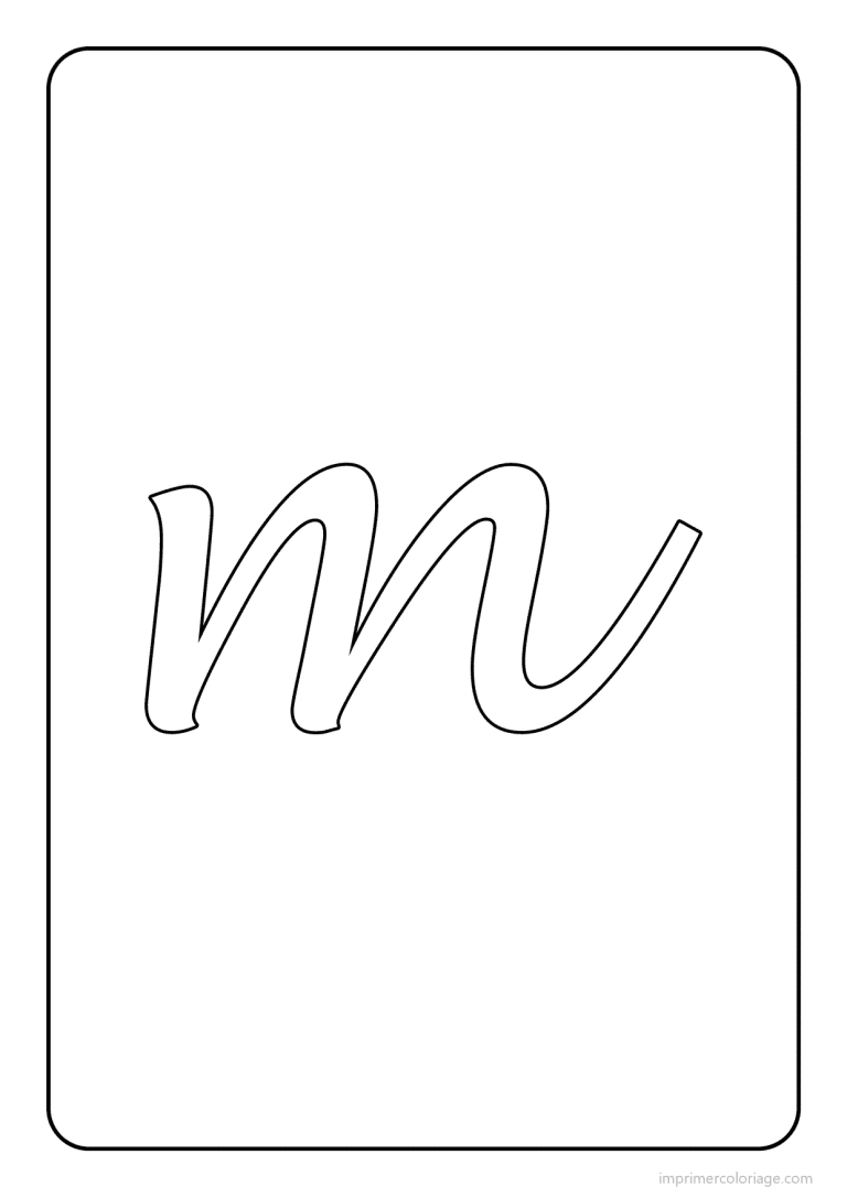 coloriage lettre m minuscule cursive - dessin gratuit &agrave; imprimer