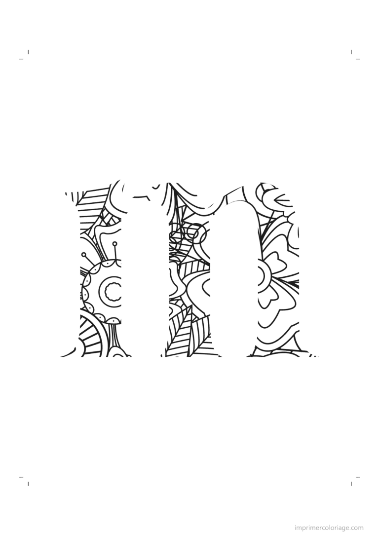 coloriage lettre m minuscule zentangle - dessin gratuit &agrave; imprimer