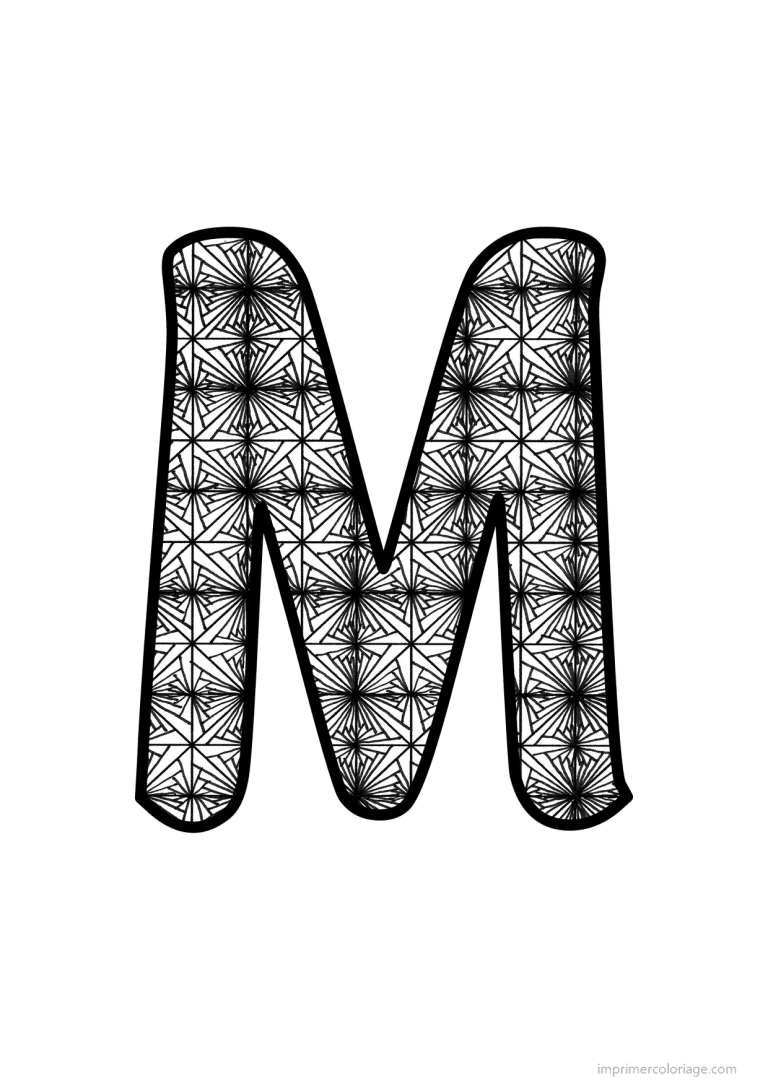 coloriage lettre m motif fleuri - dessin gratuit &agrave; imprimer