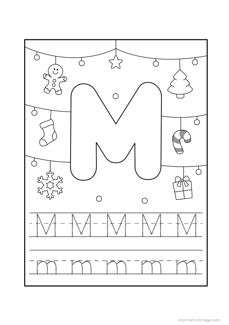 coloriage lettre m noel - dessin gratuit &agrave; imprimer