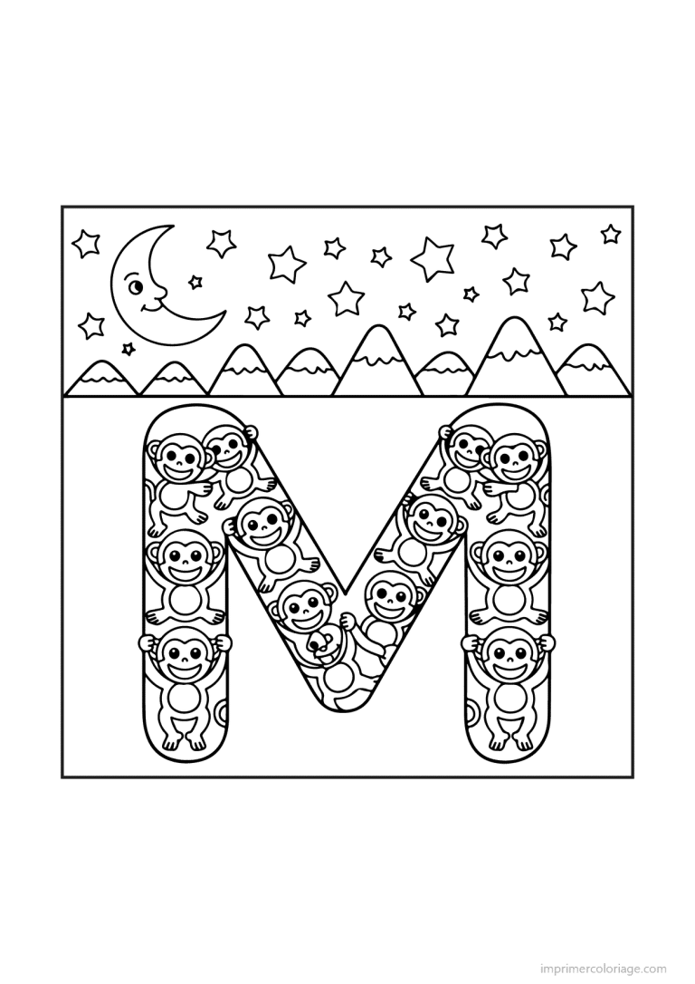 coloriage lettre m objets animaux - dessin gratuit &agrave; imprimer