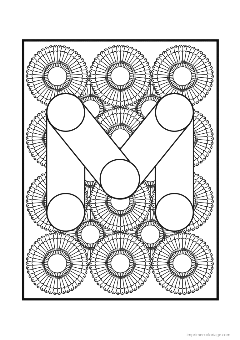 coloriage lettre m rosaces - dessin gratuit &agrave; imprimer