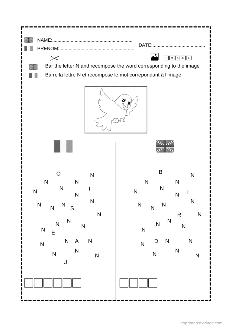 coloriage lettre n jeu lettres - dessin gratuit &agrave; imprimer
