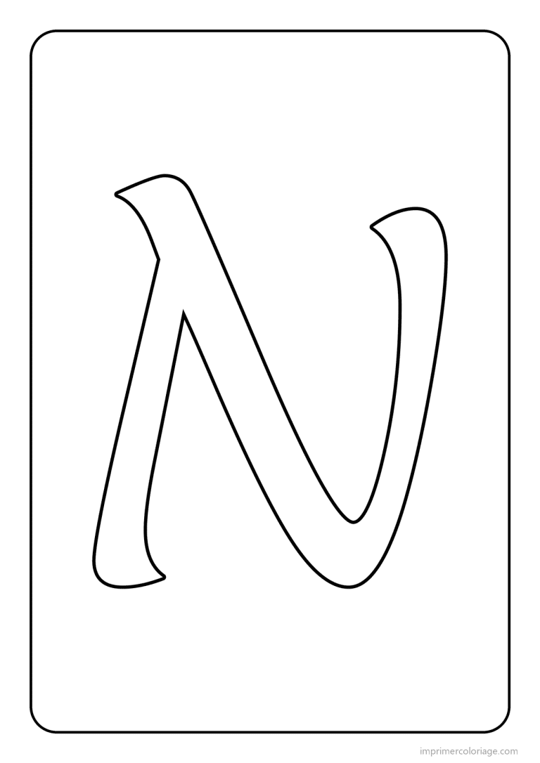 coloriage lettre n majuscule cursive - dessin gratuit &agrave; imprimer