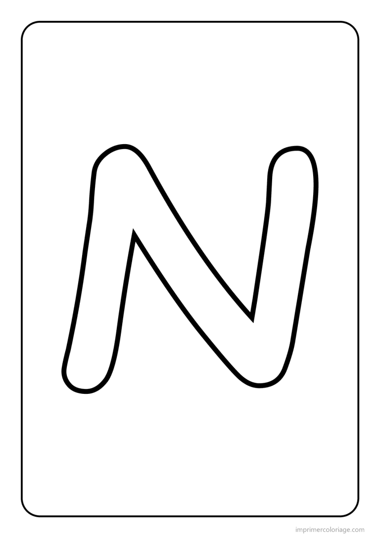 coloriage lettre n majuscule gros traits - dessin gratuit &agrave; imprimer