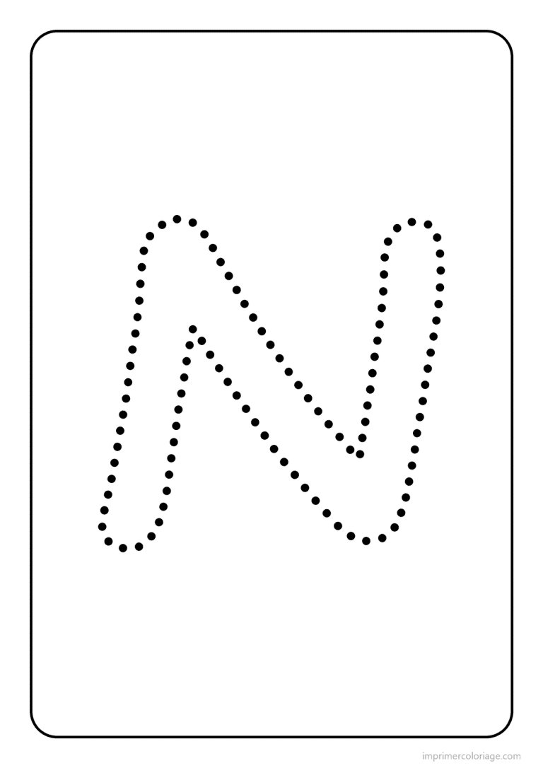 coloriage lettre n majuscule pointilles - dessin gratuit &agrave; imprimer
