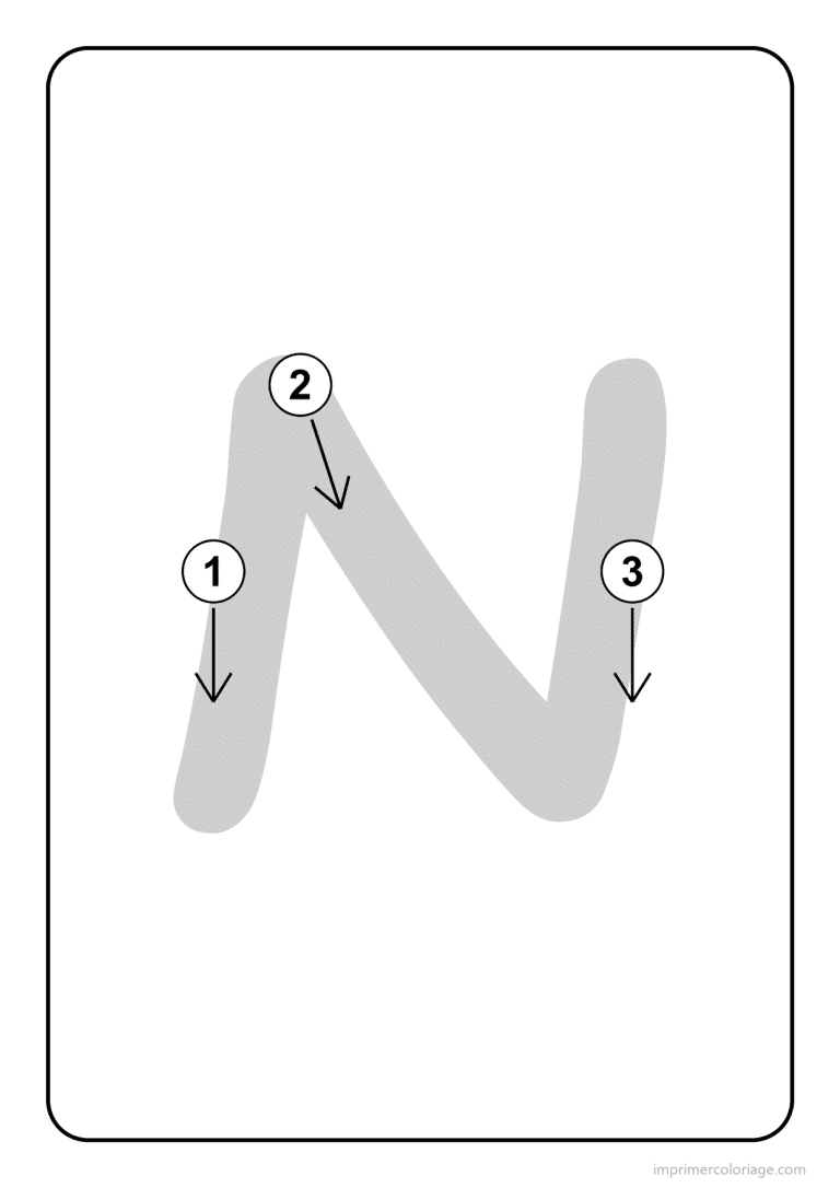 coloriage lettre n majuscule sens du trace - dessin gratuit &agrave; imprimer