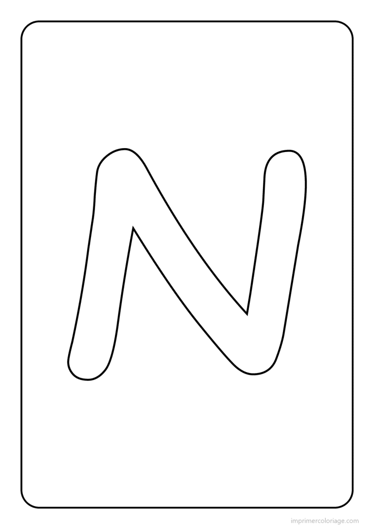 coloriage lettre n majuscule simple - dessin gratuit &agrave; imprimer