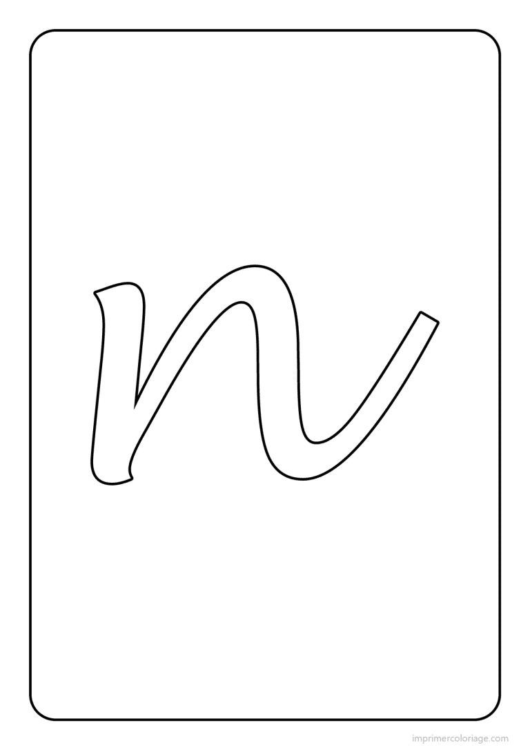 coloriage lettre n minuscule cursive - dessin gratuit &agrave; imprimer