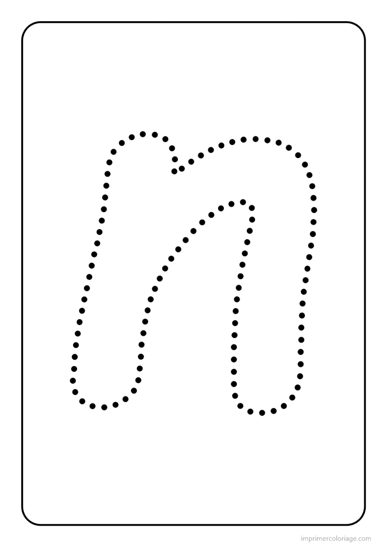 coloriage lettre n minuscule pointilles - dessin gratuit &agrave; imprimer