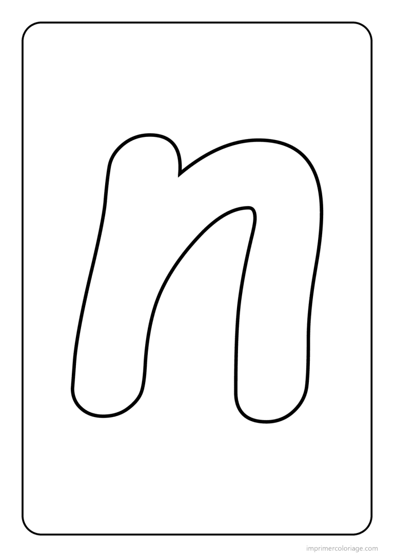 coloriage lettre n minuscule simple - dessin gratuit &agrave; imprimer