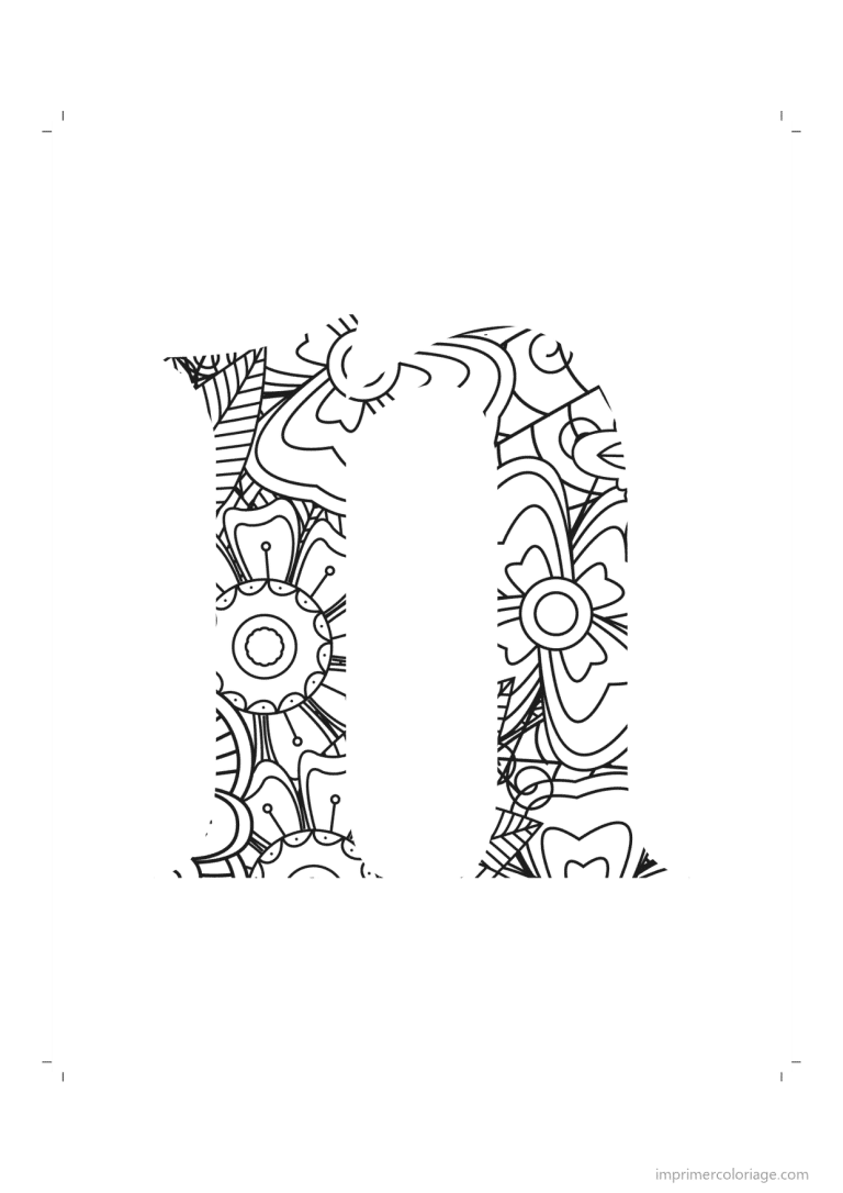 coloriage lettre n minuscule zentangle - dessin gratuit &agrave; imprimer