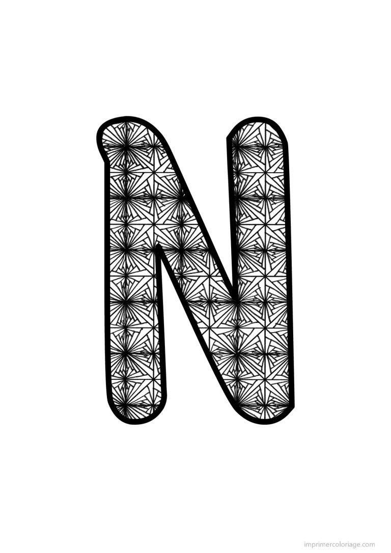 coloriage lettre n motif fleuri - dessin gratuit &agrave; imprimer