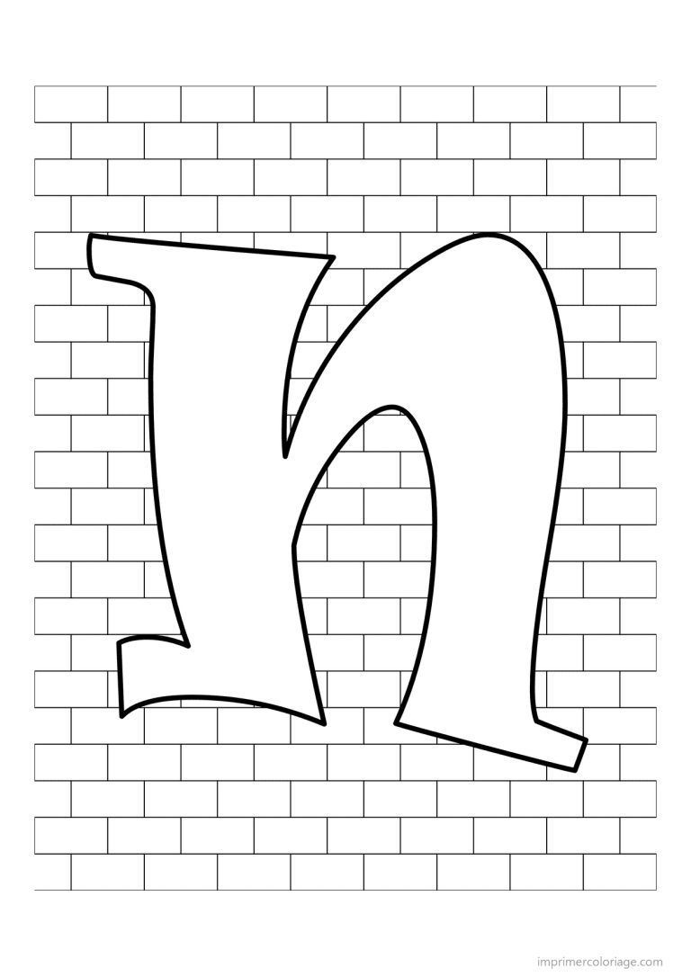 coloriage lettre n mur de briques - dessin gratuit &agrave; imprimer