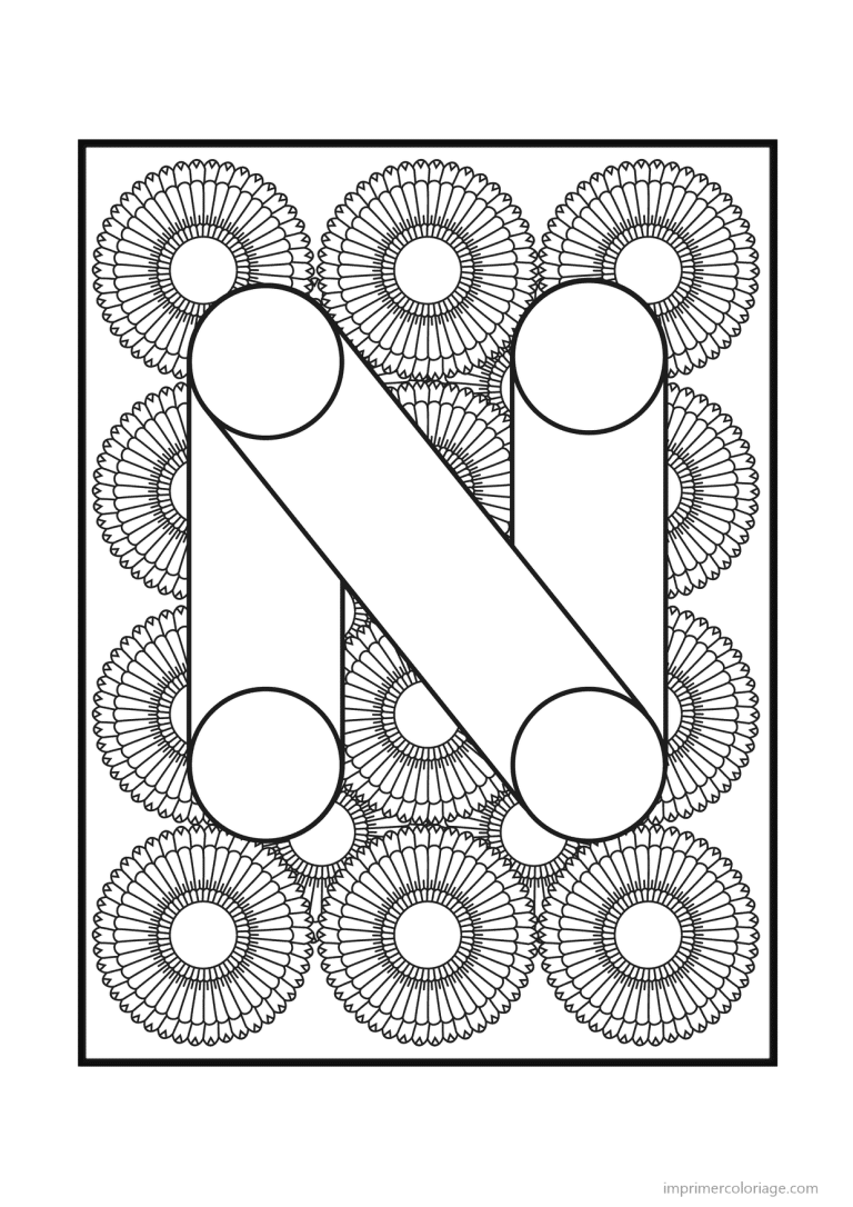 coloriage lettre n rosaces - dessin gratuit &agrave; imprimer