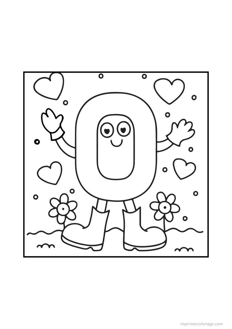 coloriage lettre o bonhomme doodle - dessin gratuit &agrave; imprimer