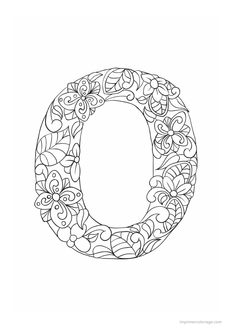 coloriage lettre o fleurs zen - dessin gratuit &agrave; imprimer