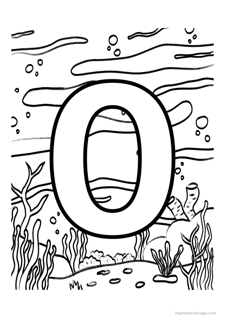 coloriage lettre o fond marin - dessin gratuit &agrave; imprimer