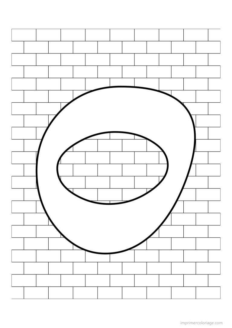 coloriage lettre o mur de briques - dessin gratuit &agrave; imprimer